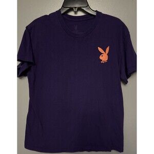 Playboy Shirt Mens Medium Purple Short Sleeve Logo Cotton Casual Men